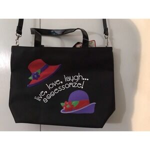 Red Hat Purse Black With Appliqués Live Love Laugh Accessorize Purse